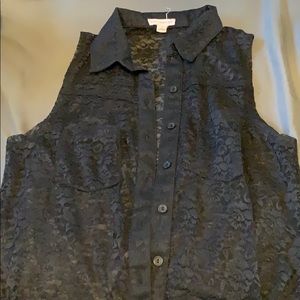 Black laced button up